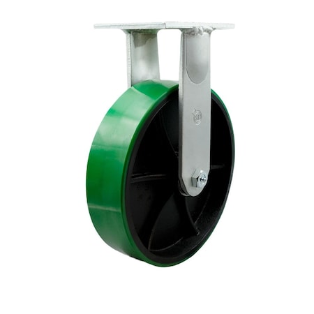 Service Caster 10'' Extra Heavy Duty Green Poly on Cast Iron Wheel Rigid Top Plate Caster CRAN-SCC-KP92R1030-PUR-GB